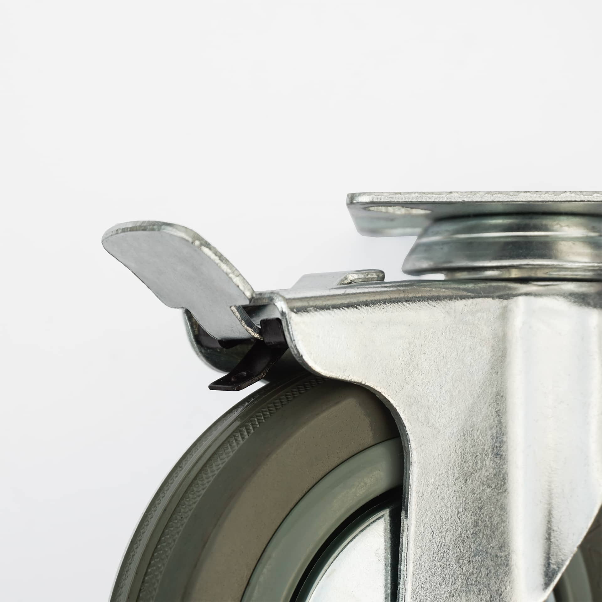 Ø 75 mm | Zestaw kołowy obrotowy z hamulcem: tworzywo guma, płyta mocująca, łożysko ślizgowe, nośność 50 kg | 3054-75 - hamulec