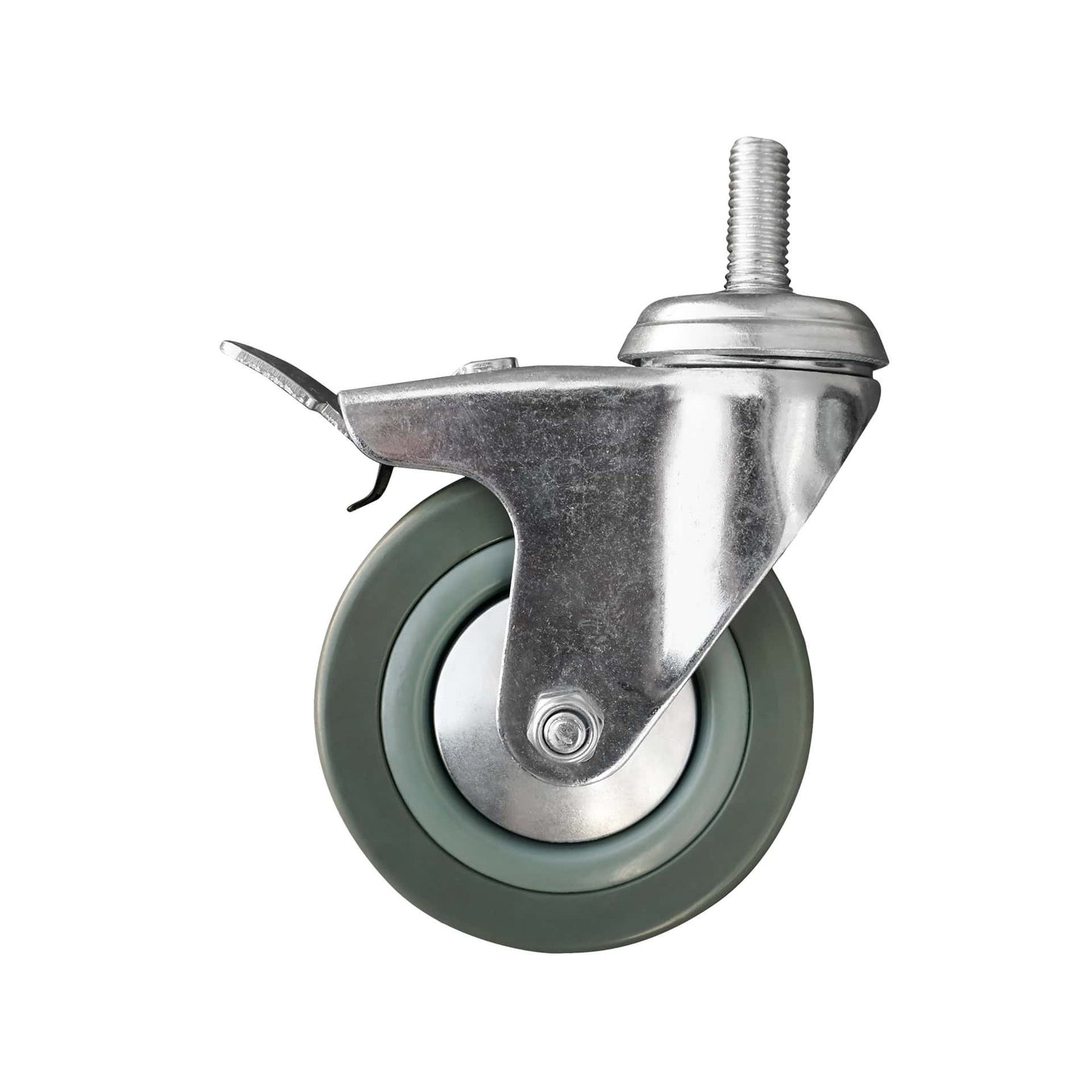 Ø 125 mm | Zestaw kołowy, koło obrotowe z hamulcem: tworzywo guma, mocowane na śrubę, łożysko ślizgowe, nośność 100 kg | 3064-125