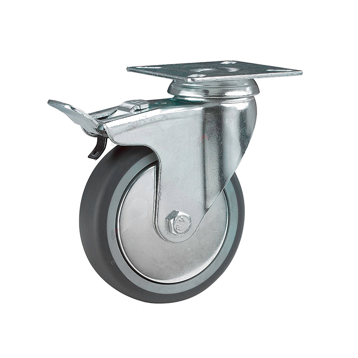 Ø 125 mm | Zestaw kołowy, koło obrotowe z hamulcem: tworzywo guma termoplastyczna, płyta mocująca, łożysko ślizgowe, nośność 120 kg | 3014A-125