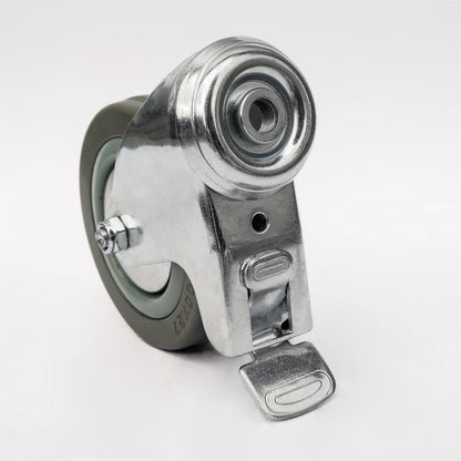 Ø 125 mm | Zestaw kołowy obrotowy z hamulcem: tworzywo guma, na otwór, łożysko ślizgowe, nośność 25 kg | 3057-125 - mocowanie na otwór