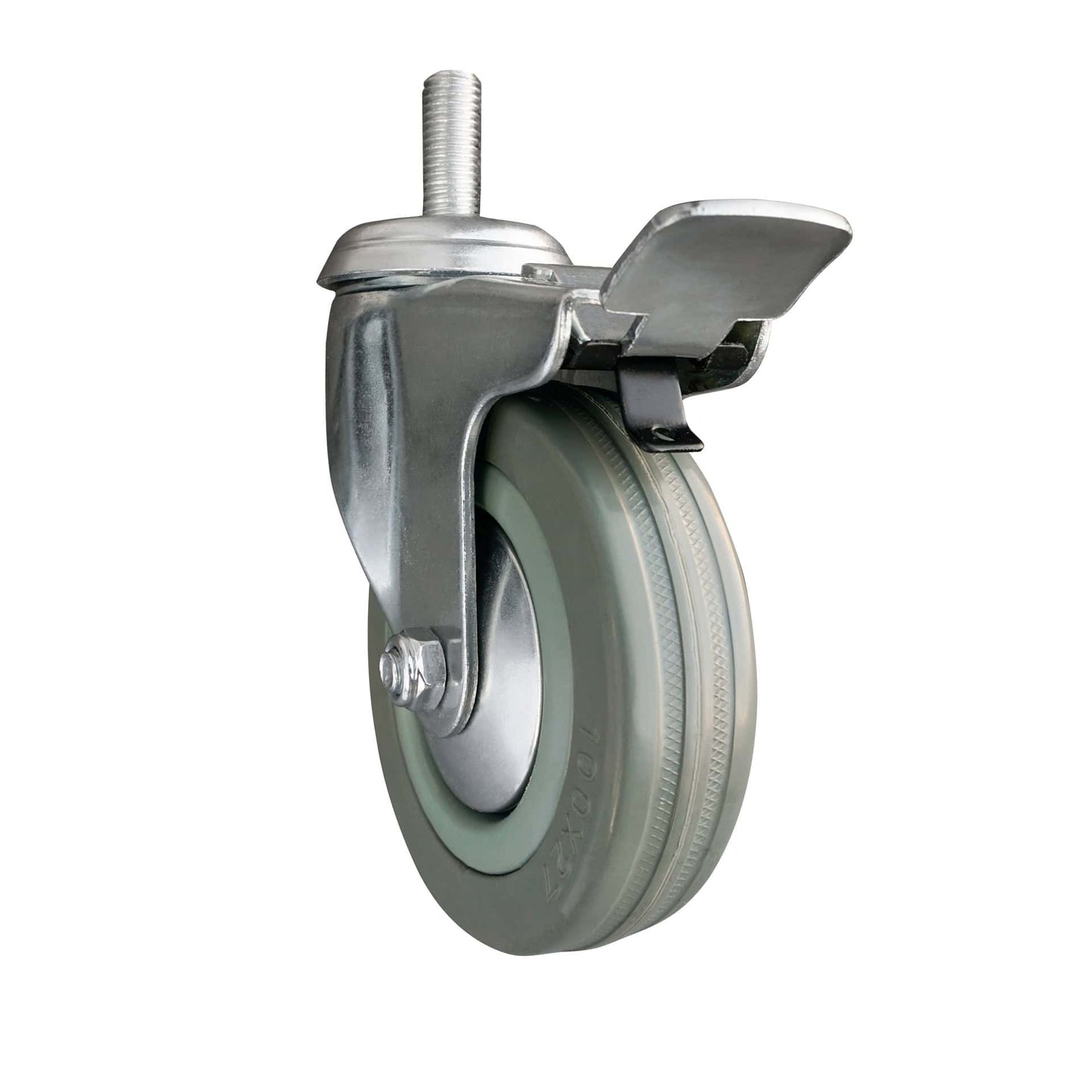 4x zestaw kołowy Ø 125 mm (2x skrętny, 2x skrętny z hamulcem), guma niebrudząca szara, łożysko ślizgowe | 3062/3064-125