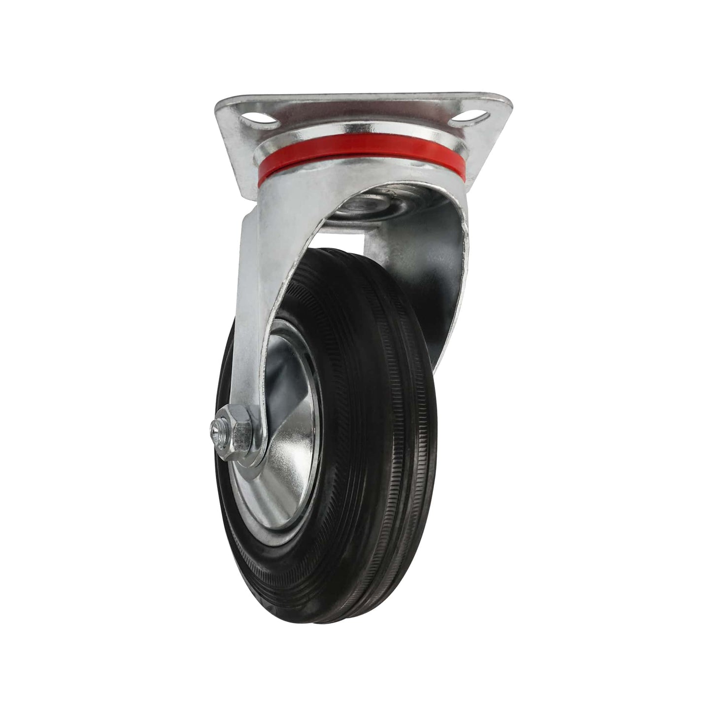 Ø 75 mm | Zestaw kołowy obrotowy bez hamulca: metal guma, płyta mocująca, łożysko wałeczkowe, nośność 50 kg | 4001-75 - półprofil