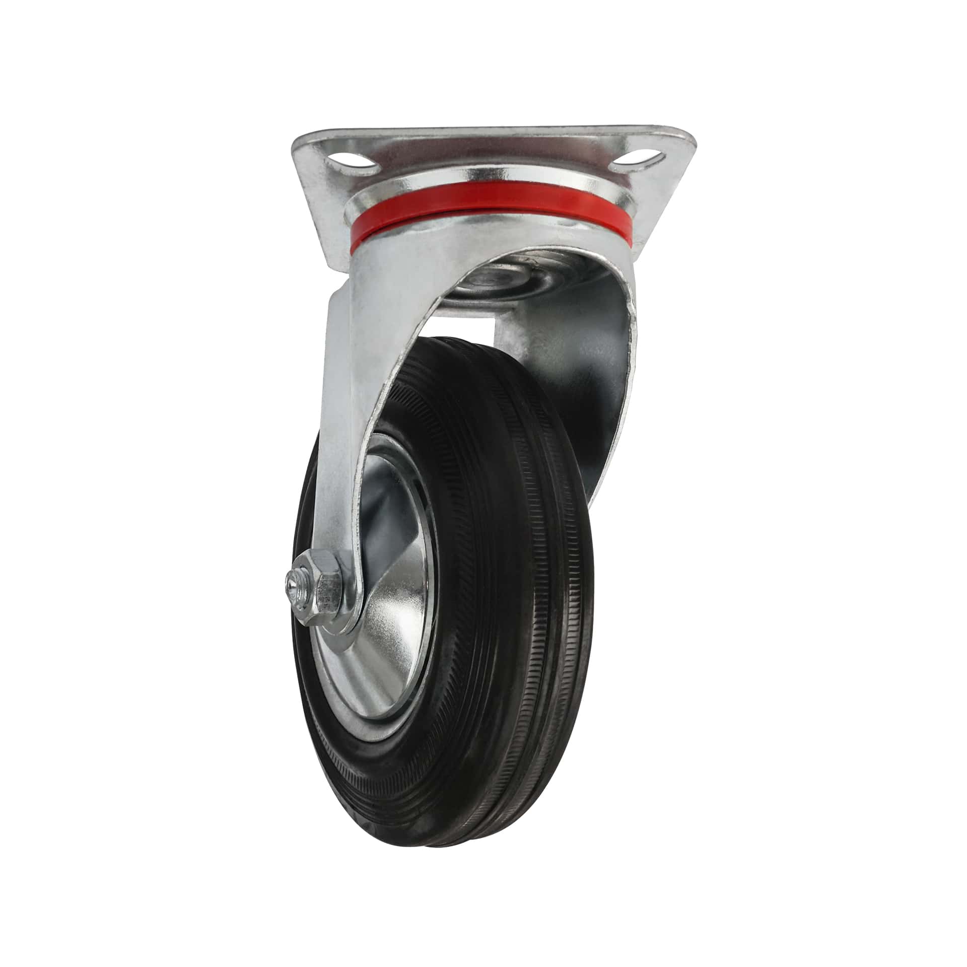 Ø 75 mm | Zestaw kołowy obrotowy bez hamulca: metal guma, płyta mocująca, łożysko wałeczkowe, nośność 50 kg | 4001-75 - półprofil