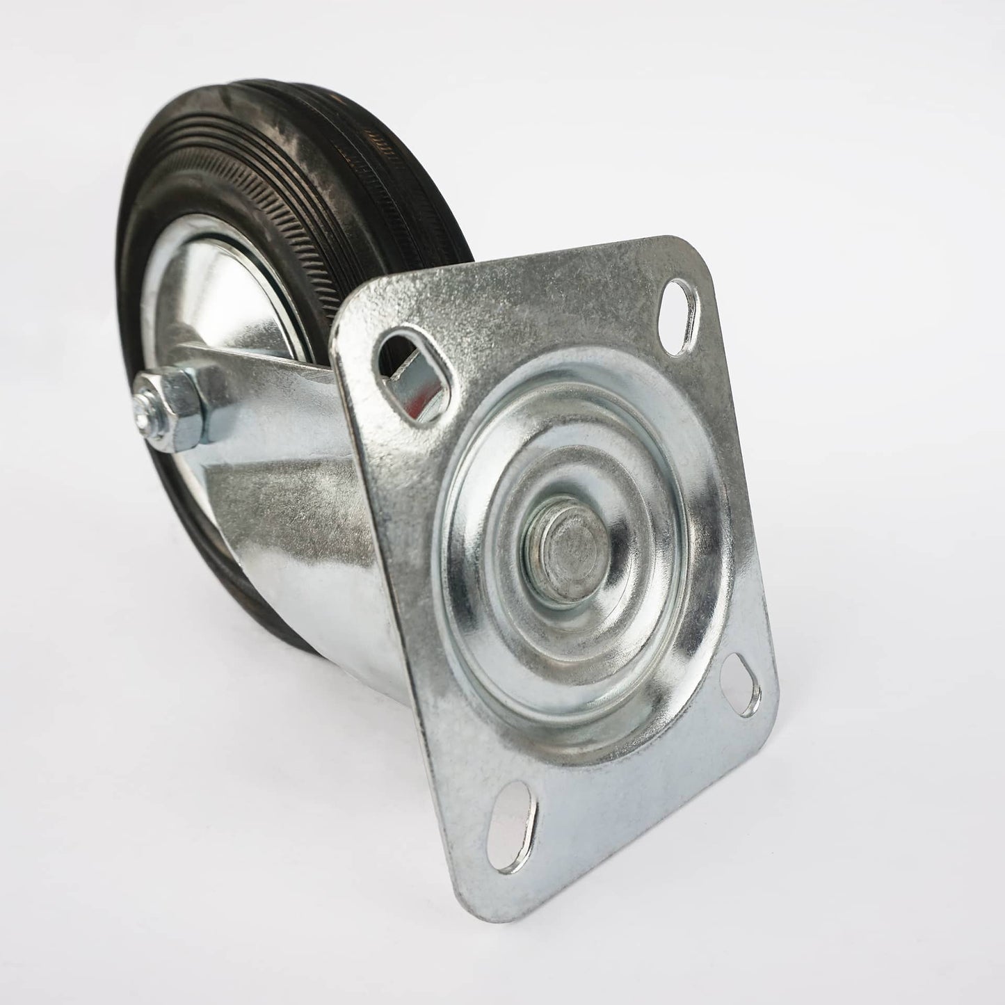 Ø 75 mm | Zestaw kołowy obrotowy bez hamulca: metal guma, płyta mocująca, łożysko wałeczkowe, nośność 50 kg | 4001-75 - płyta mocująca