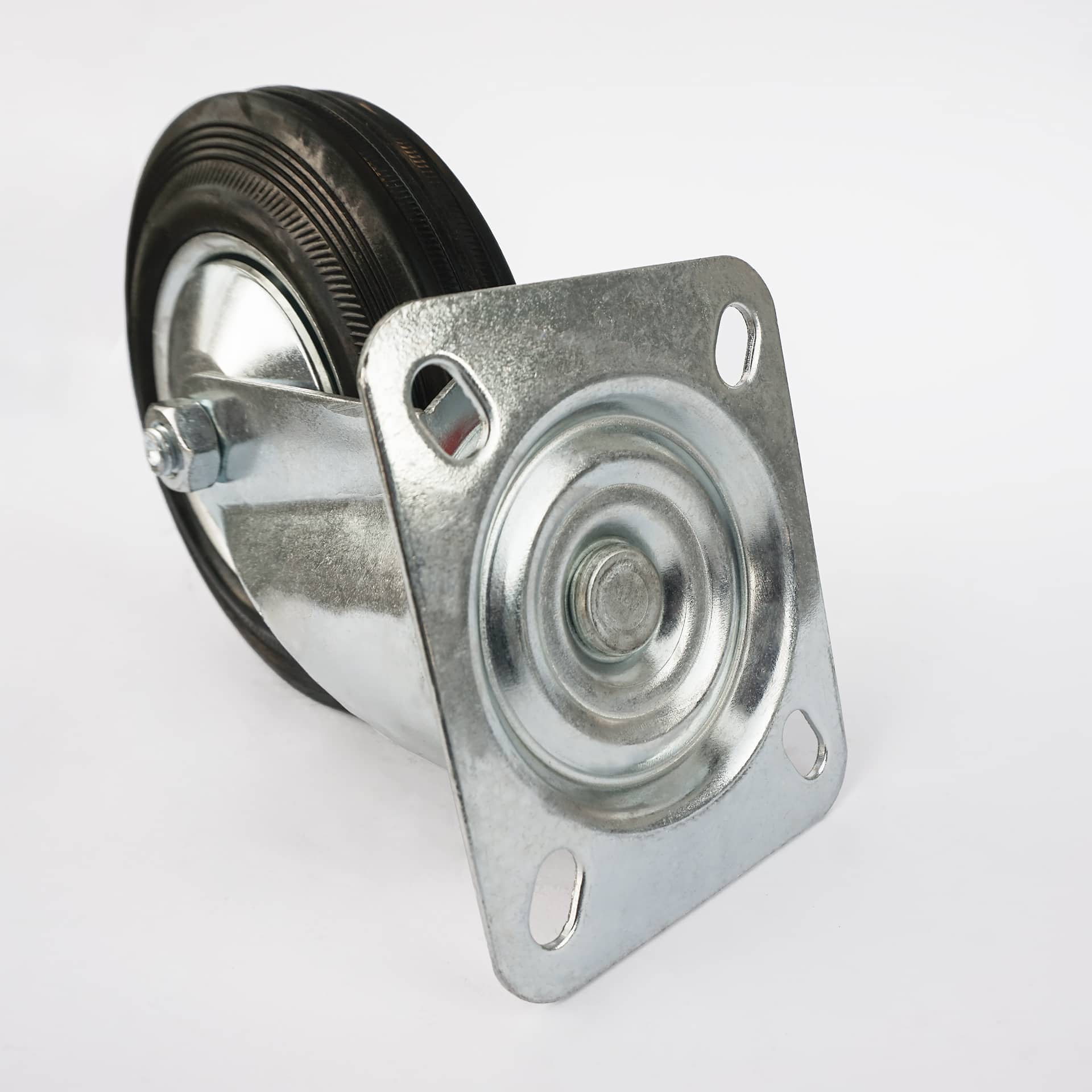 Ø 75 mm | Zestaw kołowy obrotowy bez hamulca: metal guma, płyta mocująca, łożysko wałeczkowe, nośność 50 kg | 4001-75 - płyta mocująca