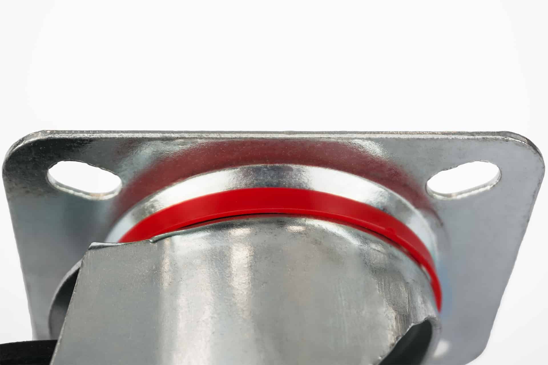 Ø 75 mm | Zestaw kołowy obrotowy z hamulcem: metal guma, płyta mocująca, łożysko wałeczkowe, nośność 50 kg | 4003-75 - łożysko