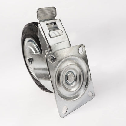 Ø 100 mm | Zestaw kołowy obrotowy z hamulcem: metal guma, płyta mocująca, łożysko wałeczkowe, nośność 70 kg | 4003-100 - płyta mocująca