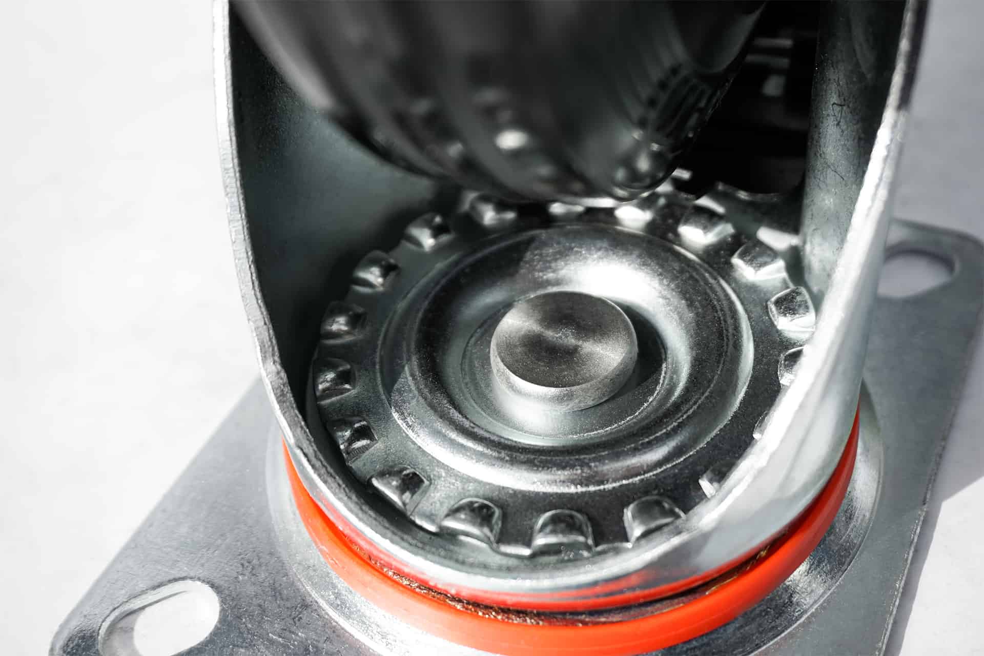 Ø 85 mm | Zestaw kołowy obrotowy z hamulcem: metal guma, płyta mocująca, łożysko wałeczkowe, nośność 60 kg | 4003-85 - łożysko