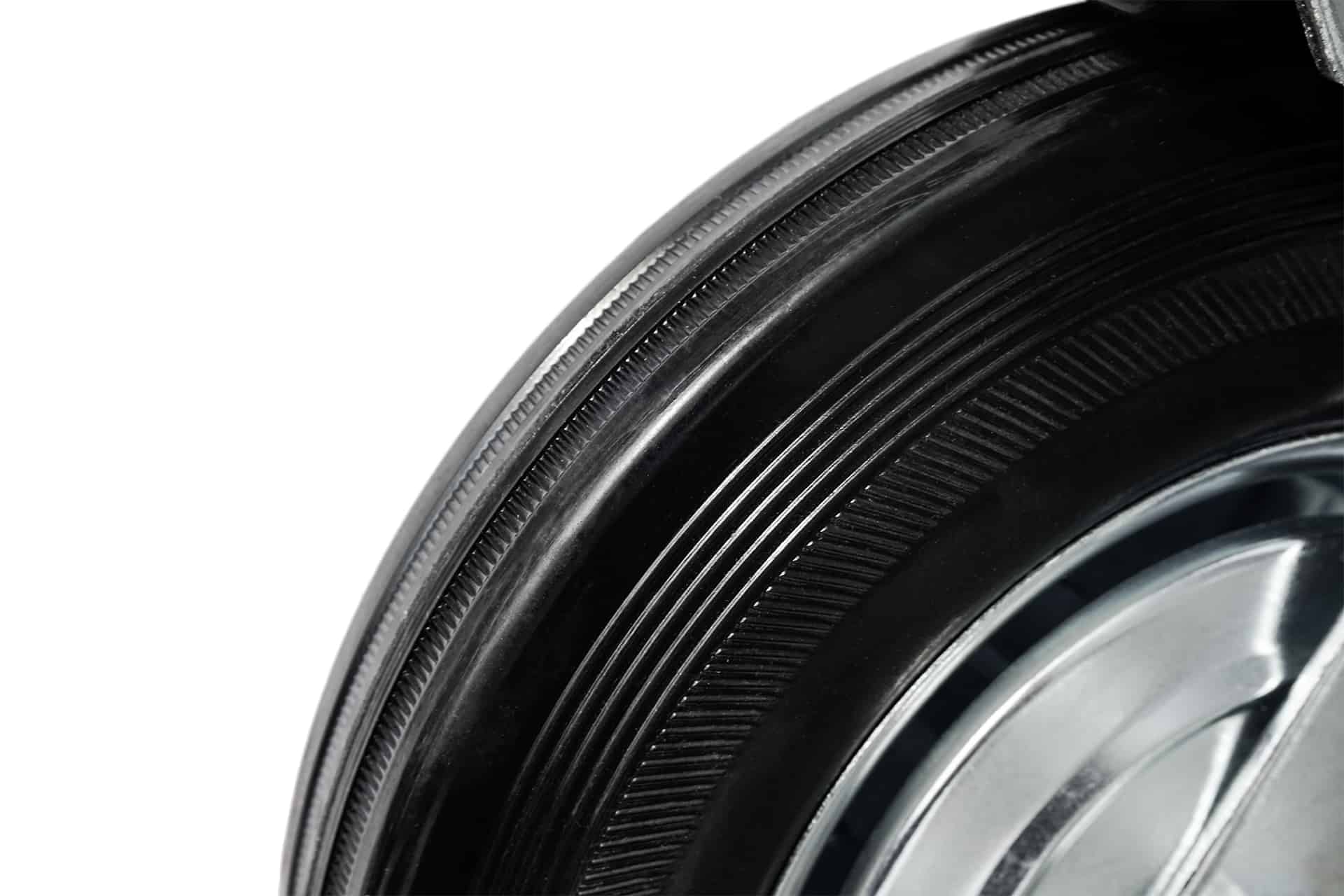 Ø 75 mm | Zestaw kołowy obrotowy z hamulcem: metal guma, płyta mocująca, łożysko wałeczkowe, nośność 50 kg | 4003-75 - guma opona